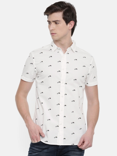 

Jack & Jones Men White Slim Fit Printed Casual Shirt