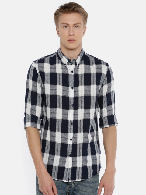 

Jack & Jones Men Blue & White Slim Fit Checked Casual Shirt