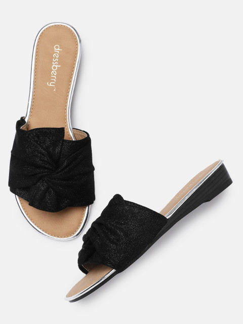 

DressBerry Women Black Solid Open Toe Flats