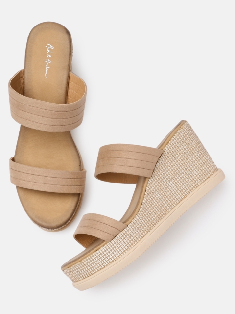 

Mast & Harbour Women Beige Solid Sandals