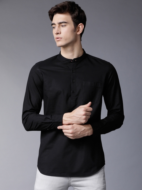 

Black coffee Men Black Slim Fit Solid Casual Shirt