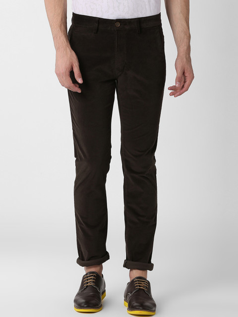 

Peter England Casuals Men Black Slim Fit Solid Regular Trousers