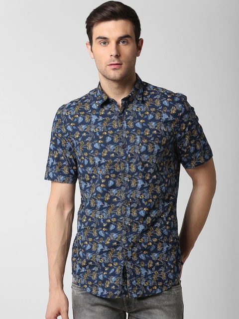 

Peter England Casuals Men Blue & Beige Slim Fit Printed Casual Shirt