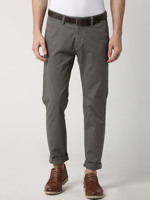 

Peter England Casuals Men Grey Slim Fit Solid Chinos