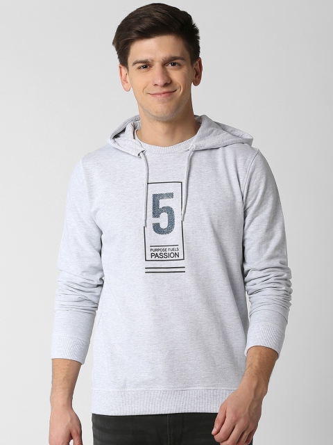 

Peter England Casuals Men Grey Printed Hooded Sweatshirt