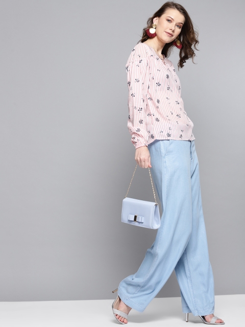 

Marie Claire Women Pink & White Striped Top