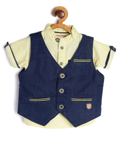 

612 league Boys Yellow Regular Fit Colourblocked Casual Shirt