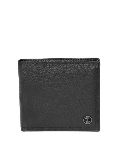 

Carlton London Men Black Solid Leather Two Fold Wallet