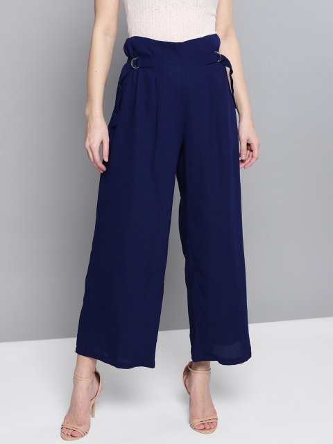 

Marie Claire Women Navy Blue Original Regular Fit Solid Parallel Trousers