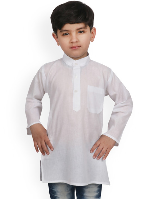 

SG YUVRAJ Boys White Solid Straight Kurta