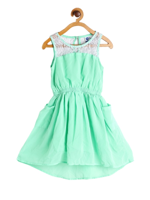 

612 league Girls Green Solid Blouson Dress