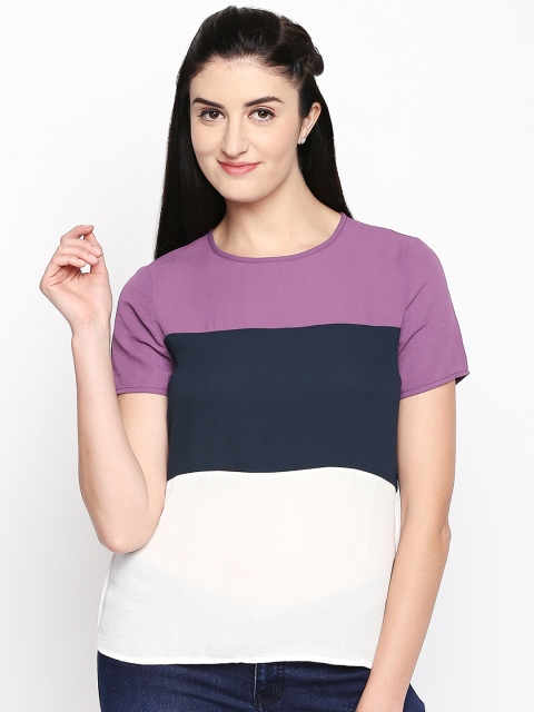 

Annabelle by Pantaloons Women Purple & Blue Colourblocked A-Line Top