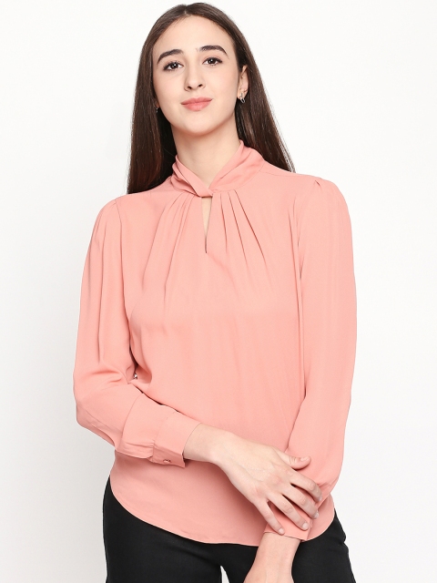 

Annabelle by Pantaloons Women Peach-Coloured Solid A-Line Top