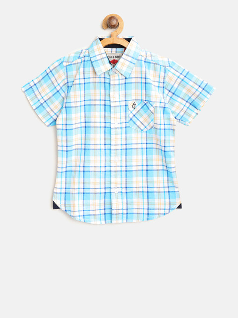 

Gini and Jony Boys Blue & Off-White Regular Fit Checked Casual Shirt