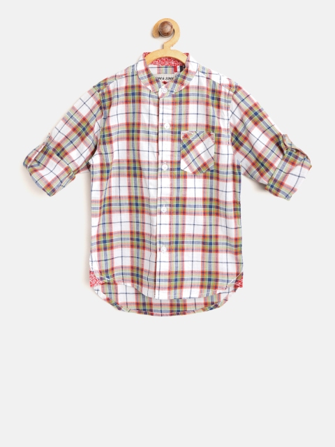 

Gini and Jony Boys Off-White & Red Regular Fit Checked Casual Shirt