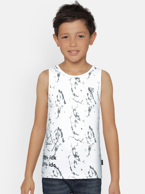 

Gini and Jony Boys White Printed Round Neck T-shirt
