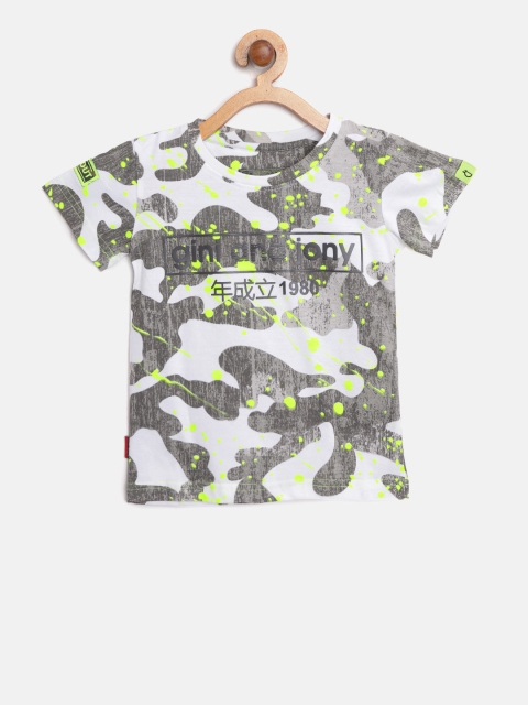 

Gini and Jony Boys Grey & White Printed Round Neck T-shirt