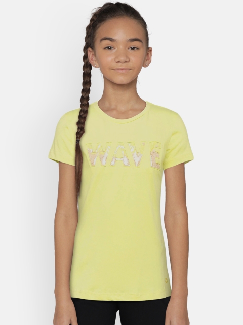 

Gini and Jony Girls Yellow Printed Round Neck T-shirt