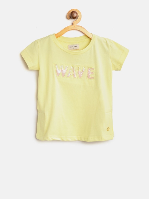 

Gini and Jony Girls Yellow Self-Design Pure Cotton Top