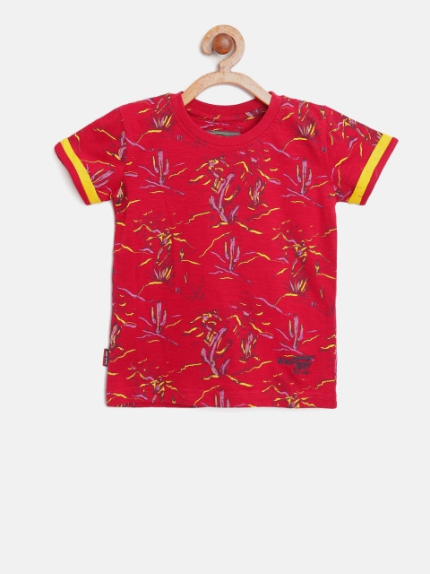 

Gini and Jony Boys Red & Yellow Printed Round Neck T-shirt