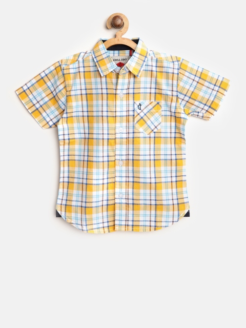 

Gini and Jony Boys Mustard Yellow & Off-White Regular Fit Checked Casual Shirt