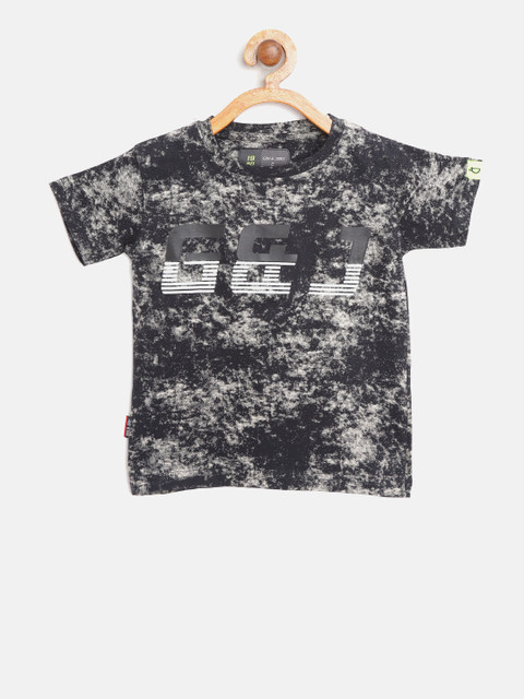 

Gini and Jony Boys Black & Grey Printed Round Neck T-shirt