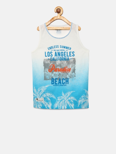 

Palm Tree Boys White & Blue Printed T-shirt