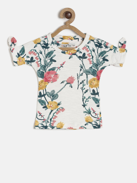 

Palm Tree Girls Off-White & Green Printed Top