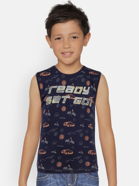 

Palm Tree Boys Navy Blue Printed Round Neck T-shirt