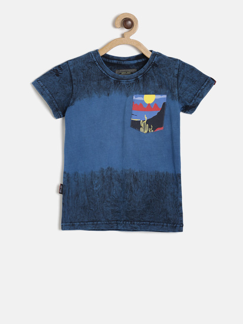 

Gini and Jony Boys Navy Blue Printed Round Neck T-shirt