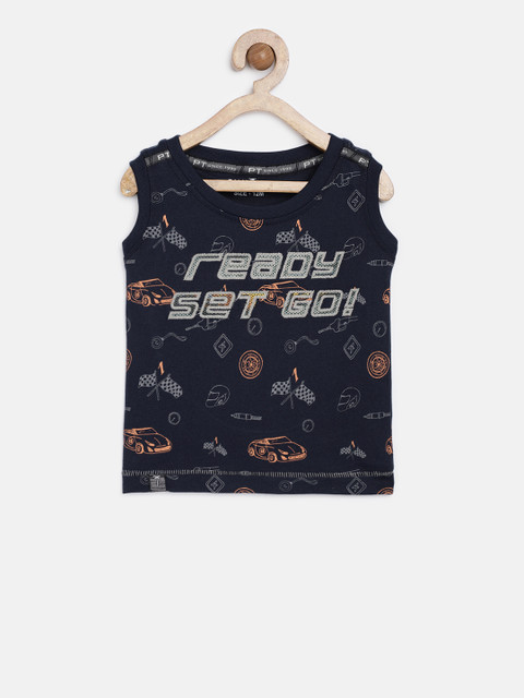 

Palm Tree Boys Navy Blue Printed Round Neck T-shirt