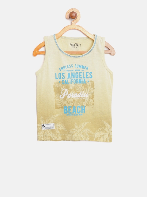 

Palm Tree Boys Yellow Printed Round Neck T-shirt