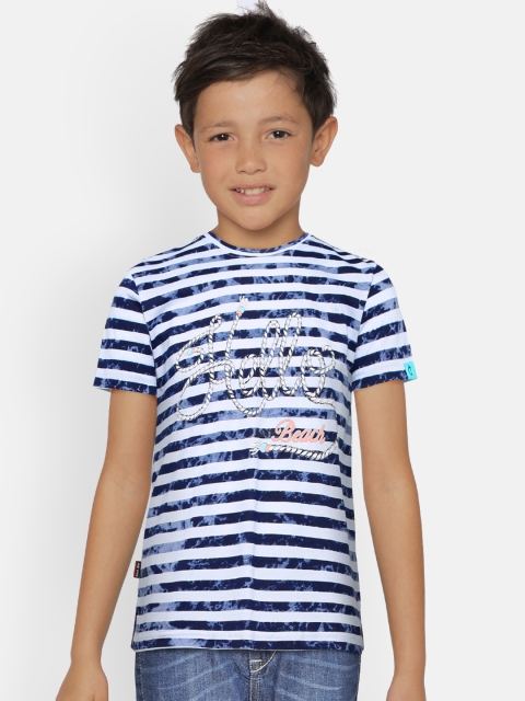 

Gini and Jony Boys Blue Striped Round Neck T-shirt