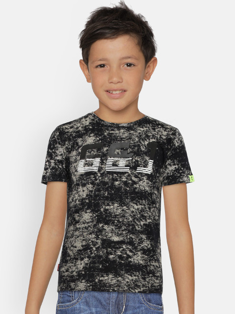

Gini and Jony Boys Black & Grey Printed Round Neck T-shirt