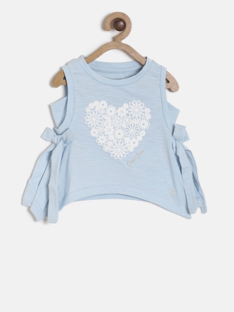 

Gini and Jony Girls Blue Printed A-Line Top