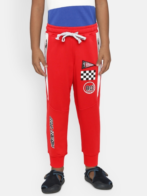 

Gini and Jony Boys Red Printed Joggers