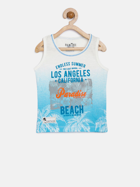 

Palm Tree Boys White Printed Round Neck Pure Cotton T-shirt