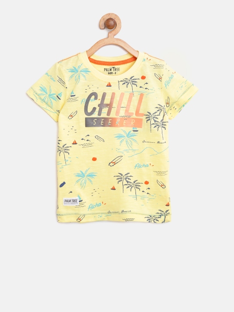 

Palm Tree Boys Yellow Printed Round Neck T-shirt
