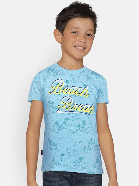 

Gini and Jony Boys Blue Printed Round Neck T-shirt