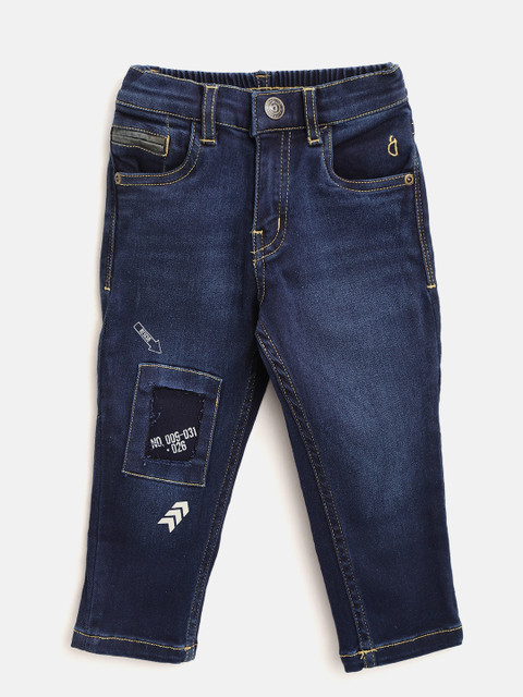 

Gini and Jony Boys Navy Blue Regular Fit Mid-Rise Mildly Distressed Stretchable Jeans