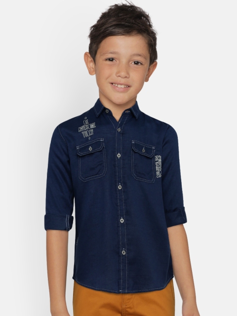 

Gini and Jony Boys Navy Blue Regular Fit Solid Casual Shirt