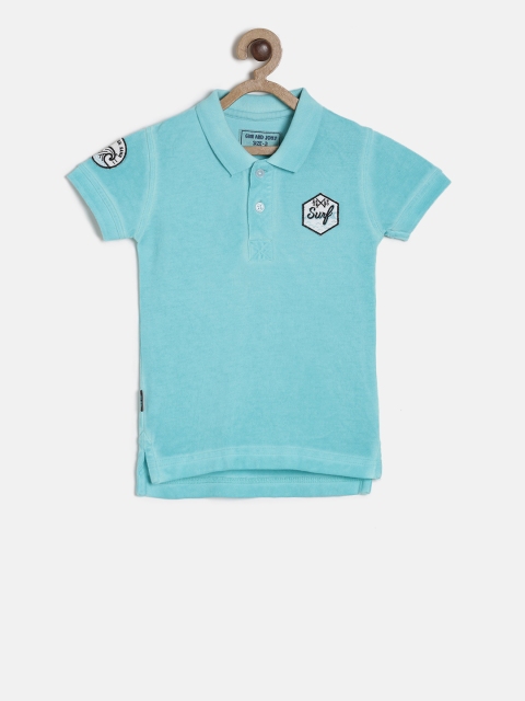 

Gini and Jony Boys Blue Back Print Polo Collar T-shirt