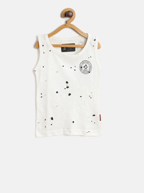 

Gini and Jony Boys Off-White Printed Round Neck T-shirt