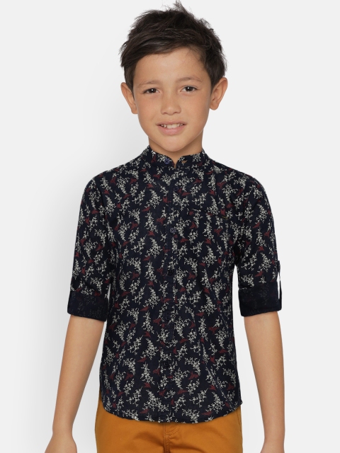 

Gini and Jony Boys Navy Blue Regular Fit Printed Casual Shirt