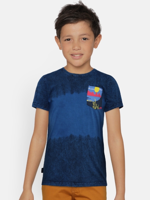 

Gini and Jony Boys Navy Blue Colourblocked Round Neck T-shirt