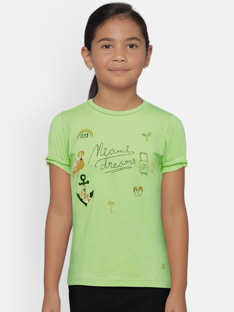 

Gini and Jony Girls Green Printed Top