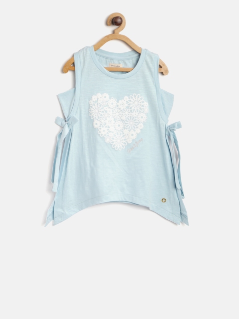 

Gini and Jony Girls Blue Printed A-Line Top