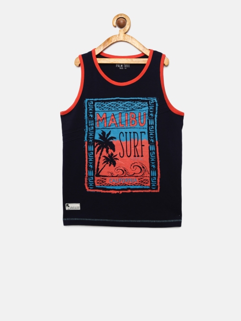 

Palm Tree Boys Navy Blue Printed Round Neck T-shirt
