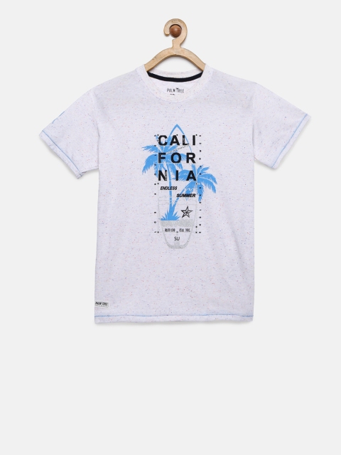 

Palm Tree Boys White Printed Round Neck T-shirt