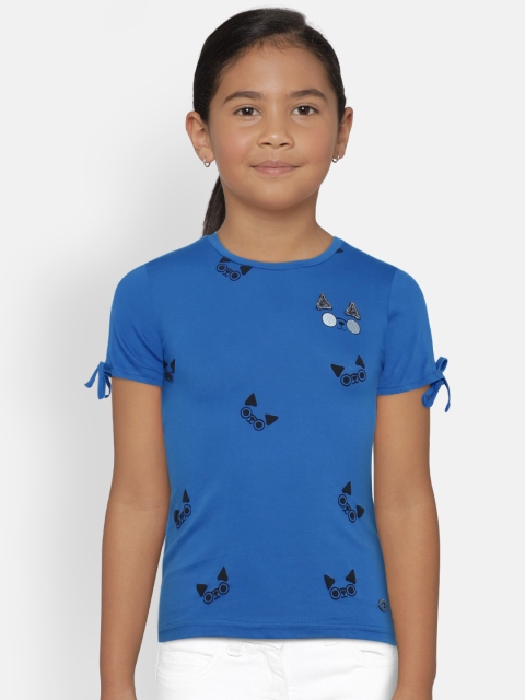 

Gini and Jony Girls Blue Printed Top